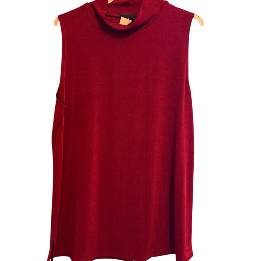 Sleeveless Red Turtleneck Top